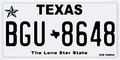 TX license plate BGU8648