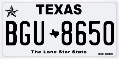 TX license plate BGU8650