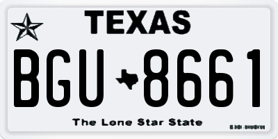 TX license plate BGU8661