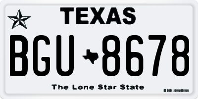 TX license plate BGU8678