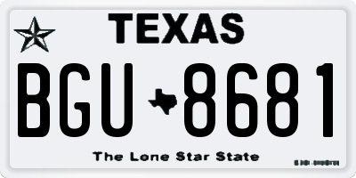TX license plate BGU8681