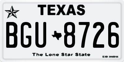 TX license plate BGU8726