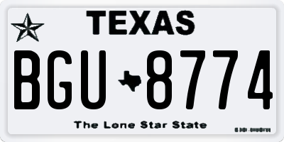 TX license plate BGU8774