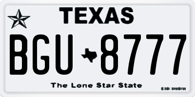 TX license plate BGU8777