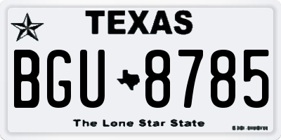 TX license plate BGU8785