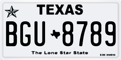 TX license plate BGU8789