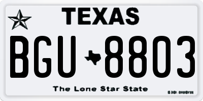 TX license plate BGU8803