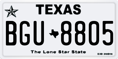 TX license plate BGU8805