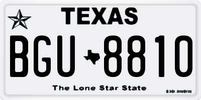 TX license plate BGU8810
