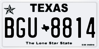 TX license plate BGU8814