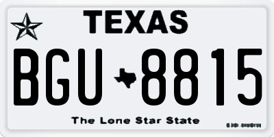TX license plate BGU8815