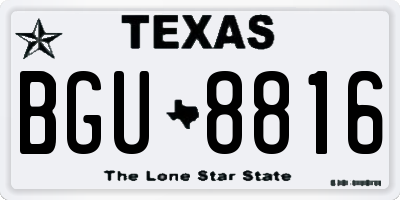 TX license plate BGU8816