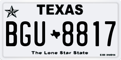 TX license plate BGU8817