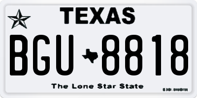 TX license plate BGU8818