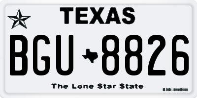 TX license plate BGU8826