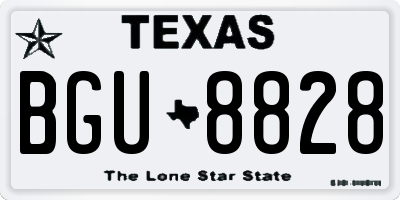 TX license plate BGU8828