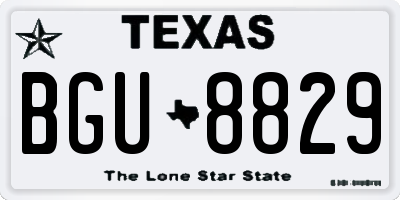 TX license plate BGU8829