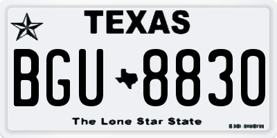 TX license plate BGU8830