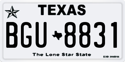 TX license plate BGU8831