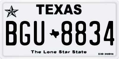 TX license plate BGU8834