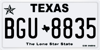 TX license plate BGU8835