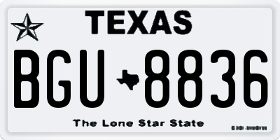 TX license plate BGU8836