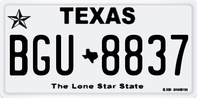 TX license plate BGU8837