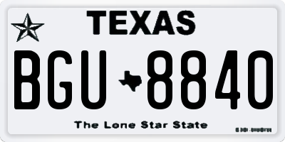 TX license plate BGU8840