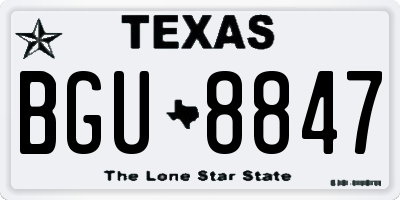 TX license plate BGU8847