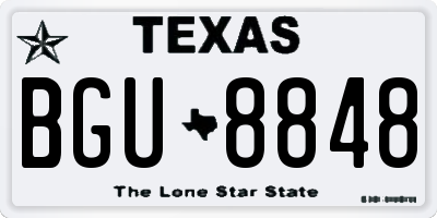 TX license plate BGU8848