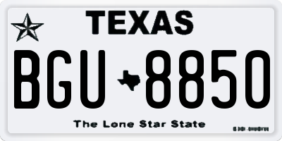 TX license plate BGU8850