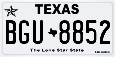 TX license plate BGU8852