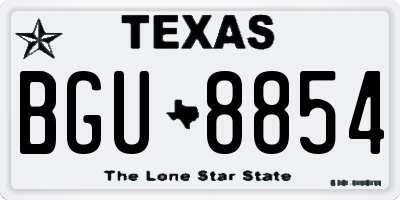 TX license plate BGU8854