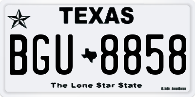 TX license plate BGU8858