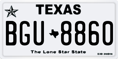 TX license plate BGU8860