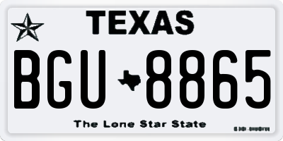 TX license plate BGU8865