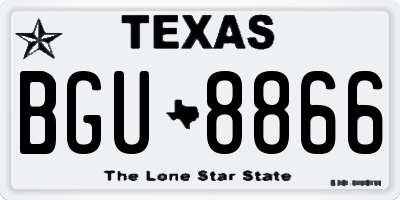 TX license plate BGU8866