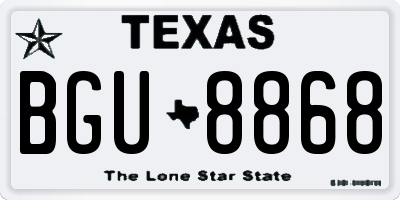 TX license plate BGU8868