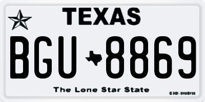 TX license plate BGU8869