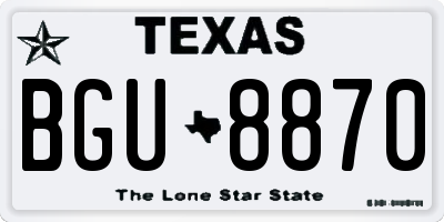TX license plate BGU8870