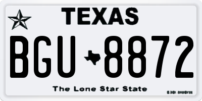 TX license plate BGU8872