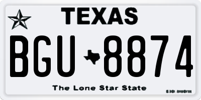 TX license plate BGU8874