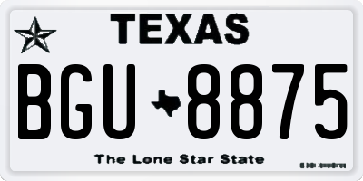 TX license plate BGU8875