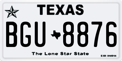TX license plate BGU8876