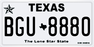 TX license plate BGU8880