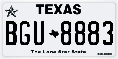 TX license plate BGU8883