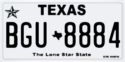 TX license plate BGU8884