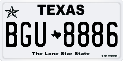 TX license plate BGU8886