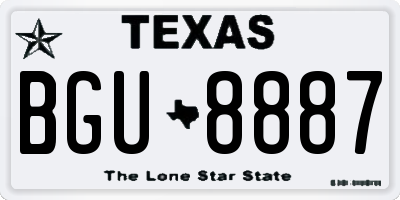 TX license plate BGU8887