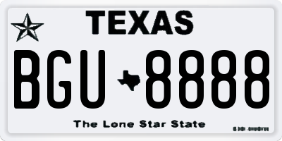 TX license plate BGU8888